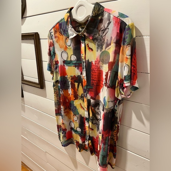 MARIE Claire  Multicolors mesh short sleeves shirt size XL - Picture 6 of 7